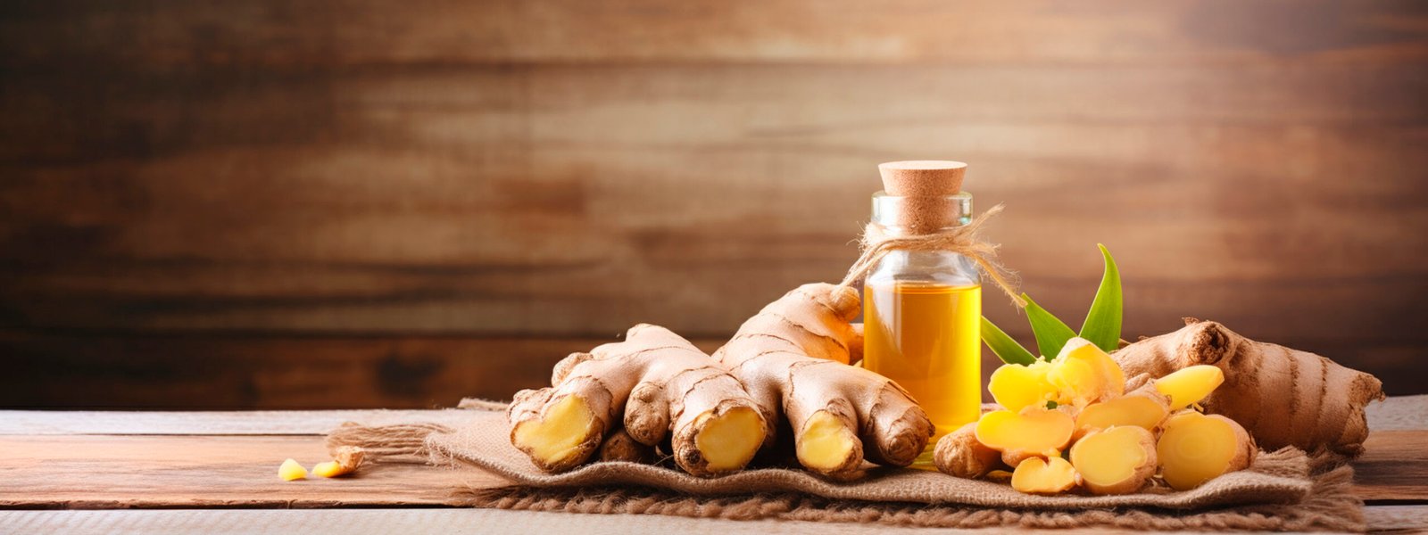 ginger essential oil in a bottle. generative ai,