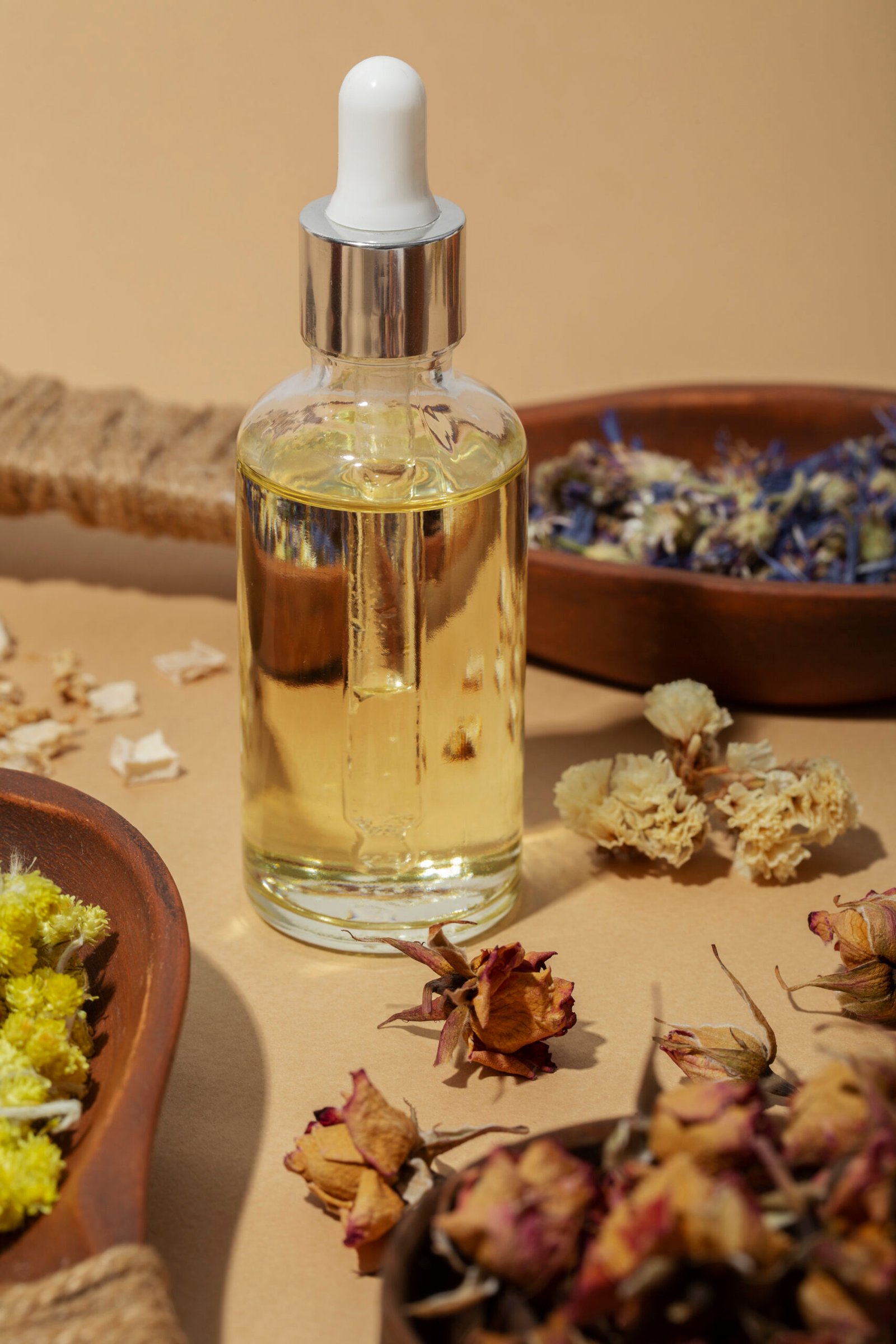 high angle phytotherapy items assortment